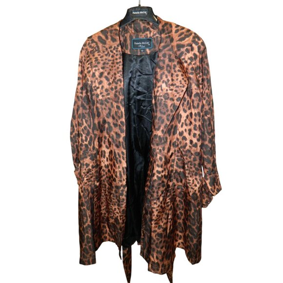 Pamela McCoy Mist Leopard Print Womens Robe Jacket With Tie Waist Size Large - Picture 3 of 16